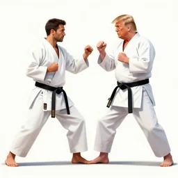 Mr. Rogers sparring with Donald Trump in the karate style of Wado-ryu