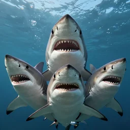 three head shark, high definition, realistic