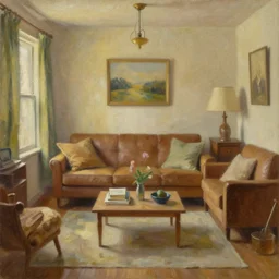 Happy at Home, an oil painting in oldschoolism style