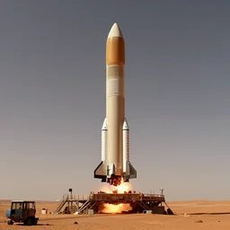 A SpaceX Starship rocket landing on mars.