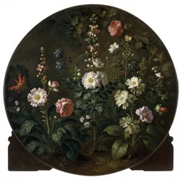 a painting of flowers in a garden at night, a flemish baroque by jan van kessel the younger, intricate high detail masterpiece