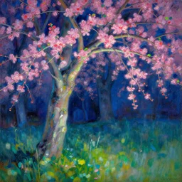 spring, neon light, painting by gaston bussiere, craig mullins, j. c. leyendecker