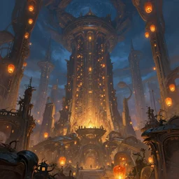 great city of the lantern of time, a sci-fi digital painting by Greg Rutkowski and James Gurney, trending on Artstation, eerily beautiful, highly detailed