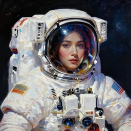 James Jean artwork, astronaut in space, colourful