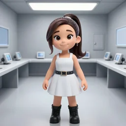 ariana grande in portal 2, valve, test room, shiny, clean,, screenshot, cute dress, 4 k, unreal engine, raytracing