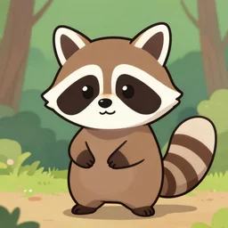 a cute 2 d racoon in an anime style
