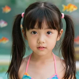 closeup face portrait of a cute girl with pigtails, bikini, nicoletta ceccoli, mark ryden, lostfish, max fleischer, photography 4 k, f 1. 8 anamorphic, bokeh, 4 k, canon, nikon, detailed and intricate environment