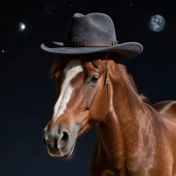 horse in space wearing a hat, jamie hewlett