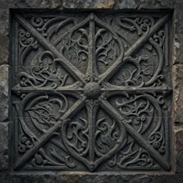 intricately carved stone wall 2 d texture art, moody colors, eldritch horror, matte illustration, handpainted by philippe druillet, hyper stylized