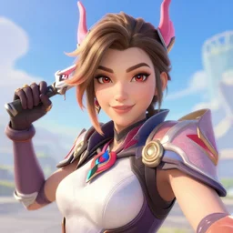 selfie of Mei of overwatch character heartstone concept Blizzard pixar maya engine on stylized background splash comics global illumination lighting artstation  lois van baarle, ilya kuvshinov, rossdraws,
