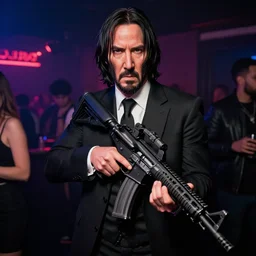 john wick holding ar15 at a night club, 8k,