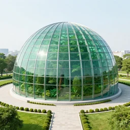 capital city of liberland with humongous green glass dome with forest inside and path around it and humongous futuristic glass buildings built in the horizon, sunset light, hyperdetailed, artstation, cgsociety, 8 k