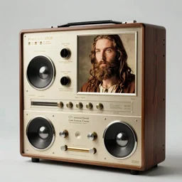god himself using a vintage 1 9 7 0 s 8 - track, vintage hifi, bill henson photo, hyper real, godly
