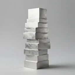 sculpture made of stacked simple block, contemporary art, minimal, silver steel, trending on behance, keyshot 1 1