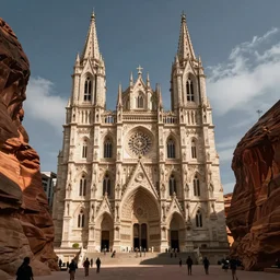 a massive cathedral in a canyon. dream like, surreal.
