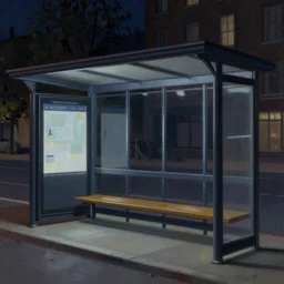 dark city bus stop, painting by James Gurney,ArtStation