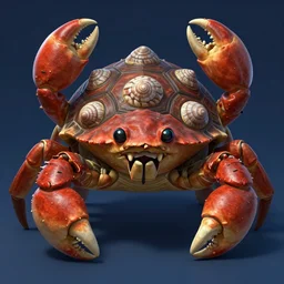 a giant hybrid of crab snail turtle shell, crab claws, snail shell, turtle shell, shells, blue dark theme, front full view, artstation, orthographic, hd, 8 k, sharp high quality artwork in style of greg rutkowski, concept art, blizzard warcraft artwork, hearthstone card artwork