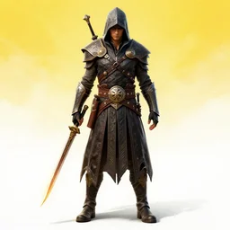 male asian assassin rogue looking down, ornate, dndbeyond, bright, colourful, realistic, dnd character portrait, full body, pathfinder, pinterest, art by ralph horsley, dnd, rpg, lotr game design fanart by concept art, behance hd, artstation, deviantart, hdr render in unreal engine 5
