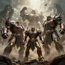 rock giants at war, 3 0 0 style, cinematic, epic