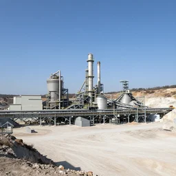 cement factory at a quarry, wide angle shot