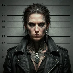 front mugshot!!! of a cyberpunk criminal mastermind character, intricate, elegant, highly detailed, centered, (((artstation, concept art, smooth, sharp focus, artgerm, Tomasz Alen Kopera, Peter Mohrbacher, donato giancola, Joseph Christian Leyendecker, WLOP, Boris Vallejo))), mugshot!!!!!, ugly!!!!!!, octane render, nvidia raytracing demo, grainy, muted