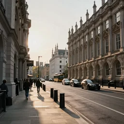 streetscape of London, art by Carlo Stanga