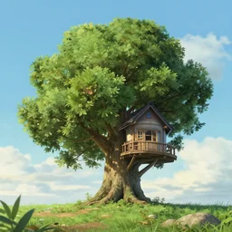 the tree is a house, studio ghibli, octane render, 4 k