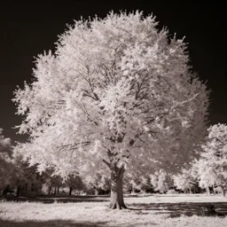 infrared photo of a tree