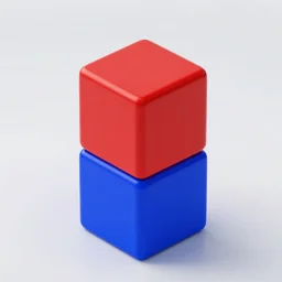 a red cube on top of a blu cube 3d rendering unreal engine