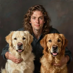 human owners who look like their dogs, digital painting by mark ryden