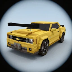 Chevy Camaro in Minecraft high detail aesthetic fish eye lens