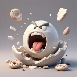 dissection of happy, angry screaming with tongue out ceramic exploding crash miniature toy resin Figure clay animal architecture  falling apart 8K, c4d, 3d primitives, in a Studio hollow, surrounded by flying parts, explosion drawing, by pixar, beeple, by jeff koons, blender donut tutorial, by noah bradley