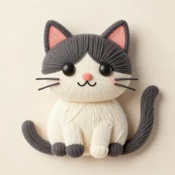 a cute cat made of Yarn