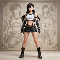 high quality, full body shot of tifa lockhart in front of detailed background, trending on artstartion