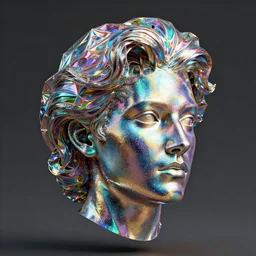 iridescent inflated foil head : : dan mcpharlin daniel merrian : : ornate, dynamic, particulate, rich colors, intricate, elegant, highly detailed, centered, artstation, smooth, sharp focus, octane render, 3 d