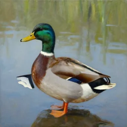 a duck on the prowl oil painting jim warren