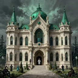emerald palace, horror, highly detailed, digital painting, artstation, concept art, matte, sharp focus, illustration, art by artgerm and greg rutkowski and michael whelan and gustave dore and alphonse mucha