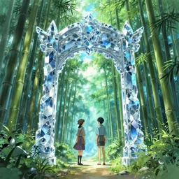 a crystal gate to another dimension, anime movie background, key visual, bamboo, a fantasy digital painting by makoto shinkai and james gurney, trending on artstation, highly detailed