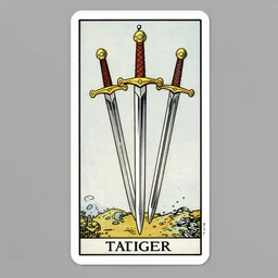 tarot card with three swords in the style of giger