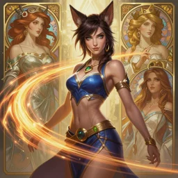 ahri from league of legends, half body shot, path traced, realistic, highly detailed, high quality, digital painting, hd, alena aenami, lilia alvarado, shinji aramaki, karol bak, alphonse mucha, tom bagshaw