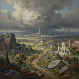 ultra realist intricate detailed landscape painting of the end of the world, very intricate details, bokeh focus, 8 k render, by les edwards, award winning