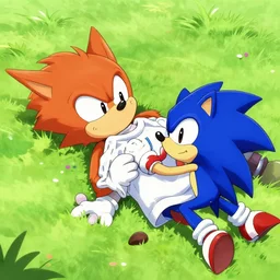 the lorax laying on the ground helplessly clutching doctor eggman from sonic shirt. by rhads, lois van baarle, jean - baptiste monge.