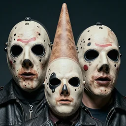 leatherface coneheads, detailed facial expressions