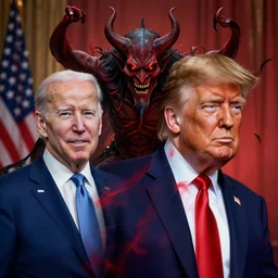 joe biden and trump fused together as a demon beyond human comprehension