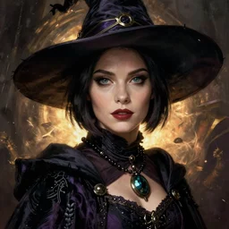 portrait of a witch, short hair, beautiful, stunning, detailled, art by artgerm and greg rutkowski, by luis royo, by pixar, by myazaki, gothic, final fantasy, fantasy, medieval