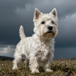 low angle!!!!!! west hightland white terrier, artwork by craig mullins, low angle camera