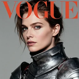 head and shoulders portrait of a female knight, by annie liebovitz, vogue fashion photo