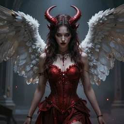 dramatic portrait by artgerm and loish, rhads, stunning artwork, demonic angel