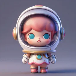an adorable spacepunk princess with a ridiculously massive space helmet, 3 d render stylized