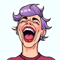 a head of katy perry laughing, sticker illustration